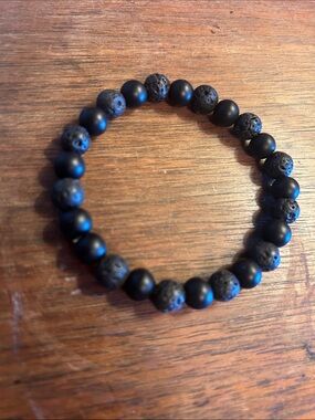 🖤Men's Black Lava Stone Beaded Stretch Bracelet